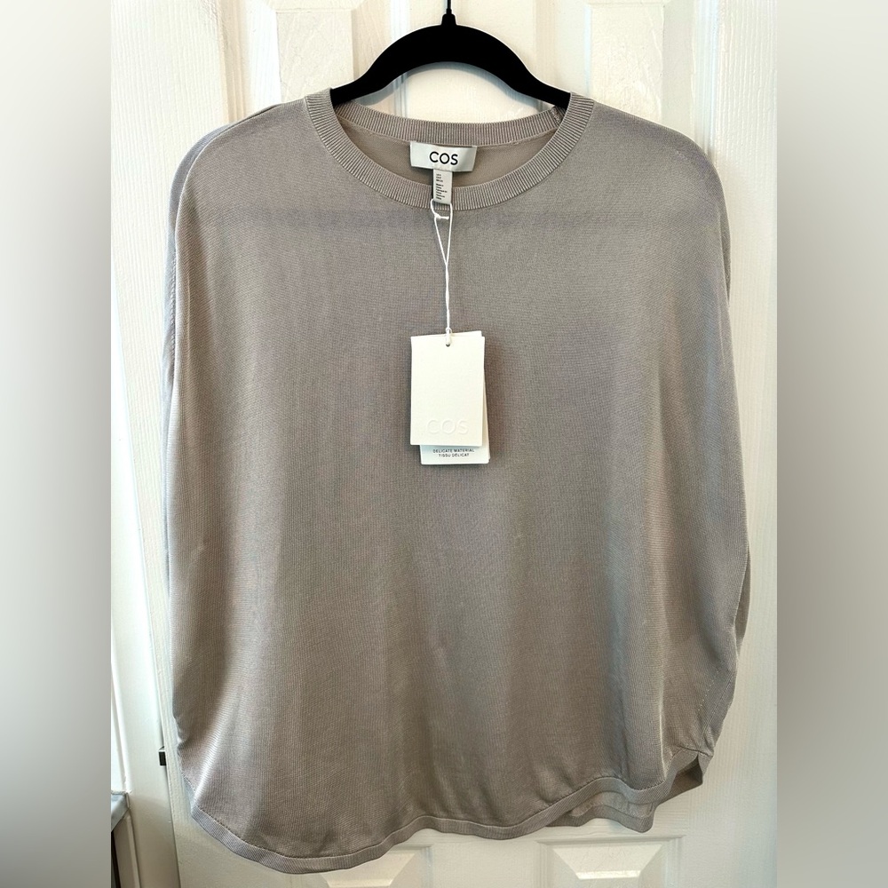 COS // Taupe Semi Sheer Sleeveless Knit Top